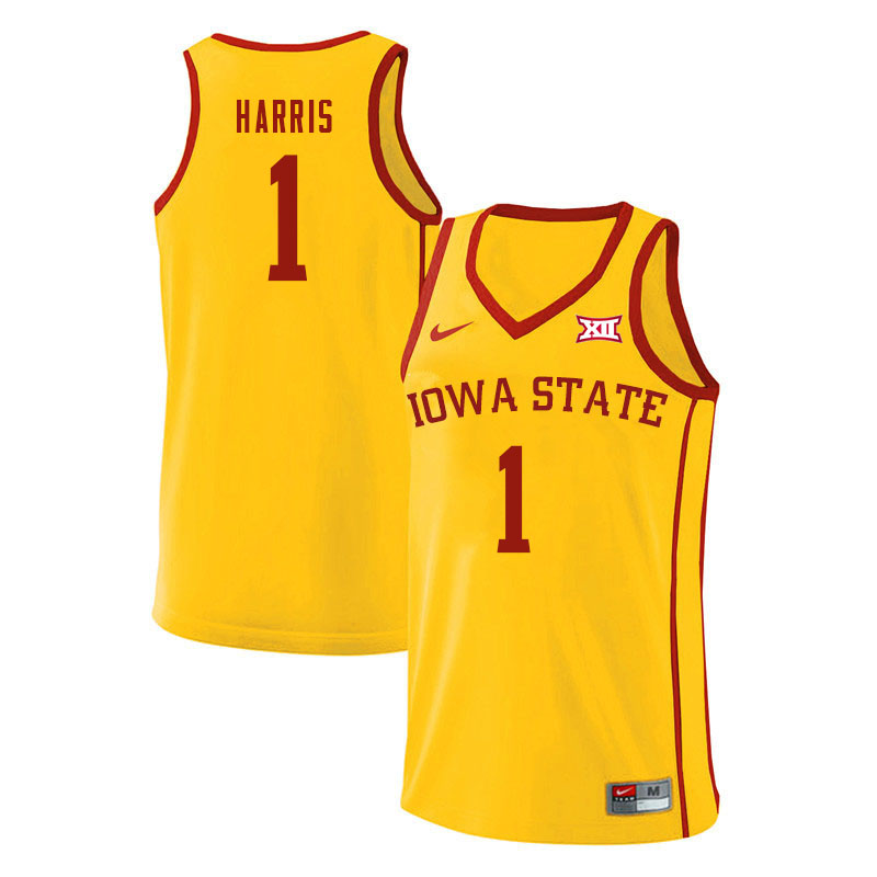 Men #1 Tyler Harris Iowa State Cyclones College Basketball Jerseys Sale-Yellow - Click Image to Close